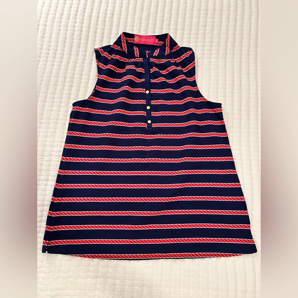 Macbeth Collection by Margaret Josephs Navy and Red Striped Top